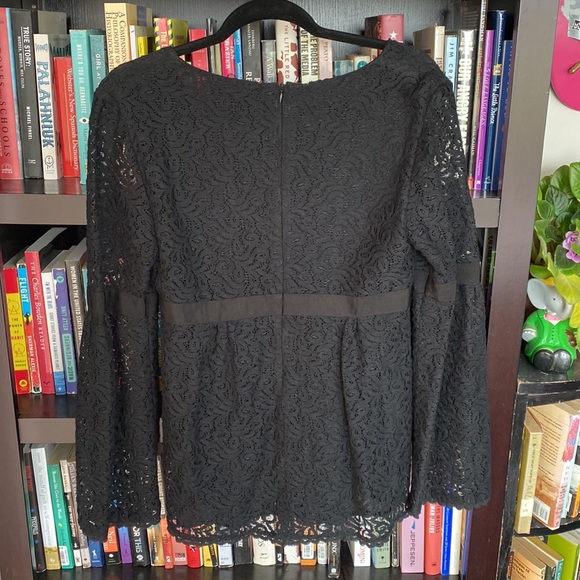 Black lace mini dress with bell sleeves - Picture 5 of 9